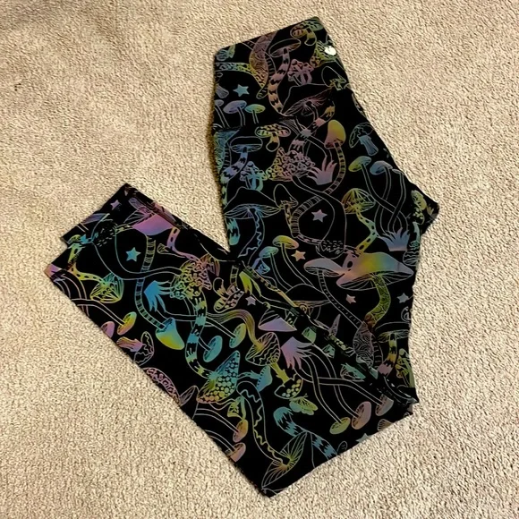 Flex Living Pants Jumpsuits Flex Living Holographic Mushroom Leggings Poshmark